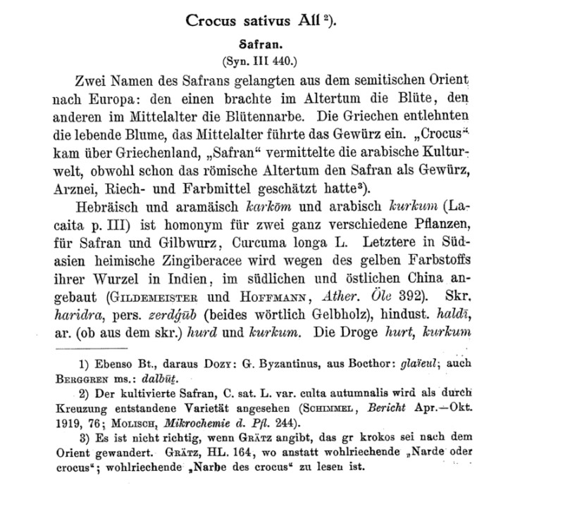 הערך Crocus sativus (כרכום תרבותי) מתוך "צמחי היהודים".